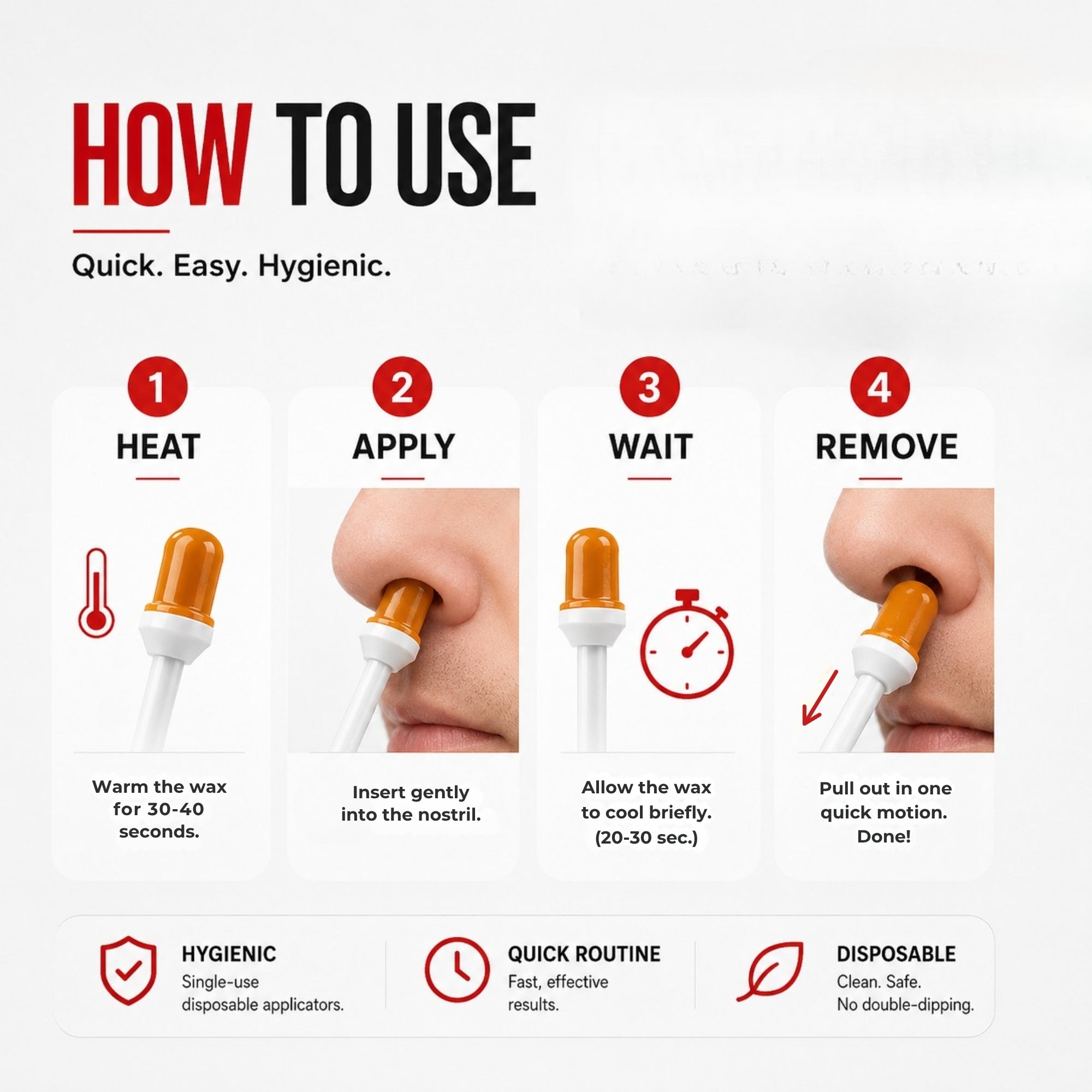 Redmax Loli Nose Ear Hair Removal-Wax Kit Set Stick Easy Mens Nasal Waxing Strip