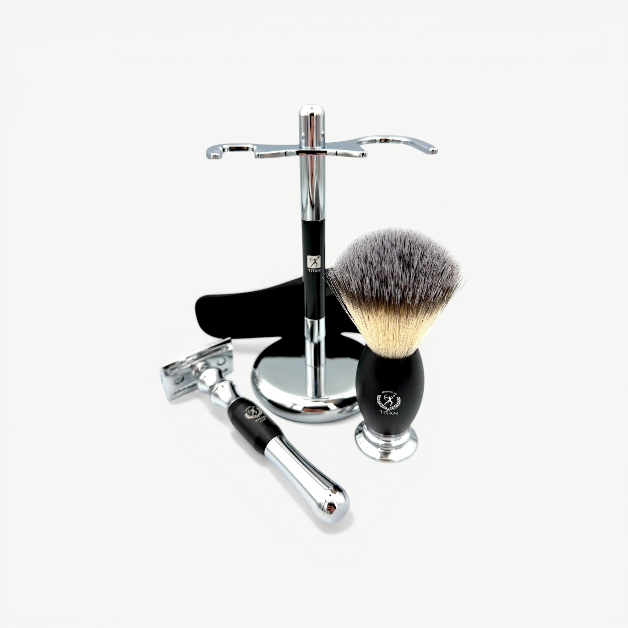 Titan Beard Grooming Kit Black –  Shaving Brush Set for Men