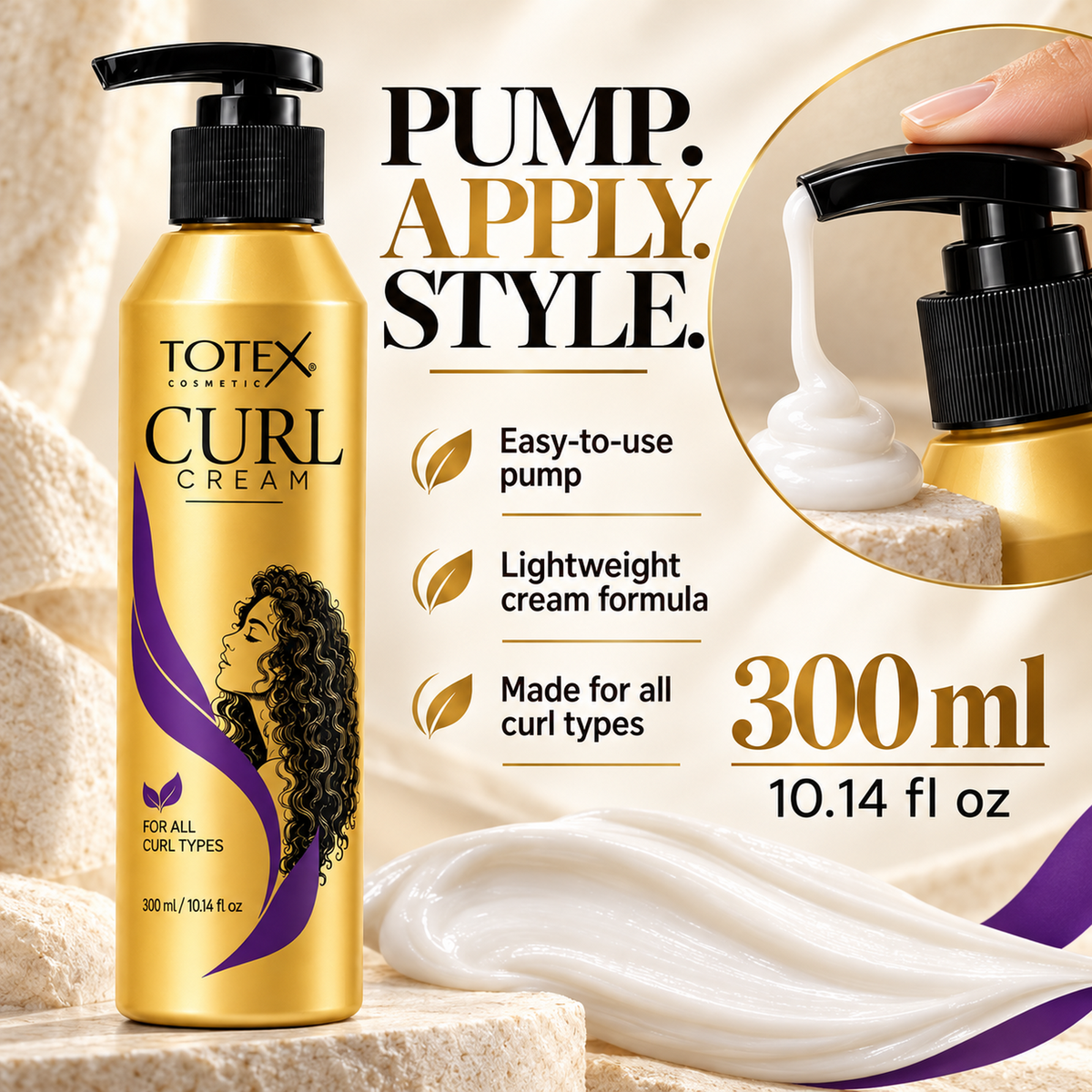 Totex Curl Cream 300ml – Lightweight Curl Defining & Styling Cream
