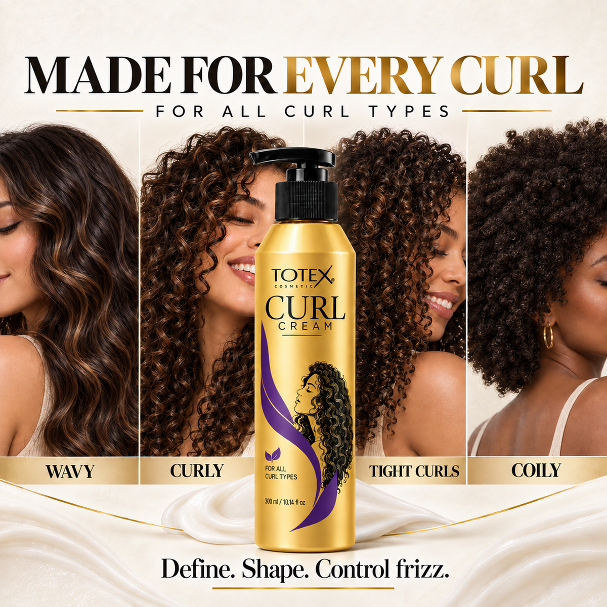 Totex Curl Cream 300ml – Lightweight Curl Defining & Styling Cream