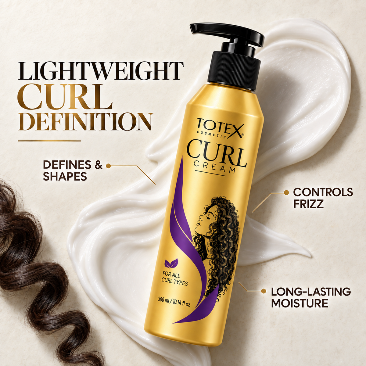 Totex Curl Cream 300ml – Lightweight Curl Defining & Styling Cream