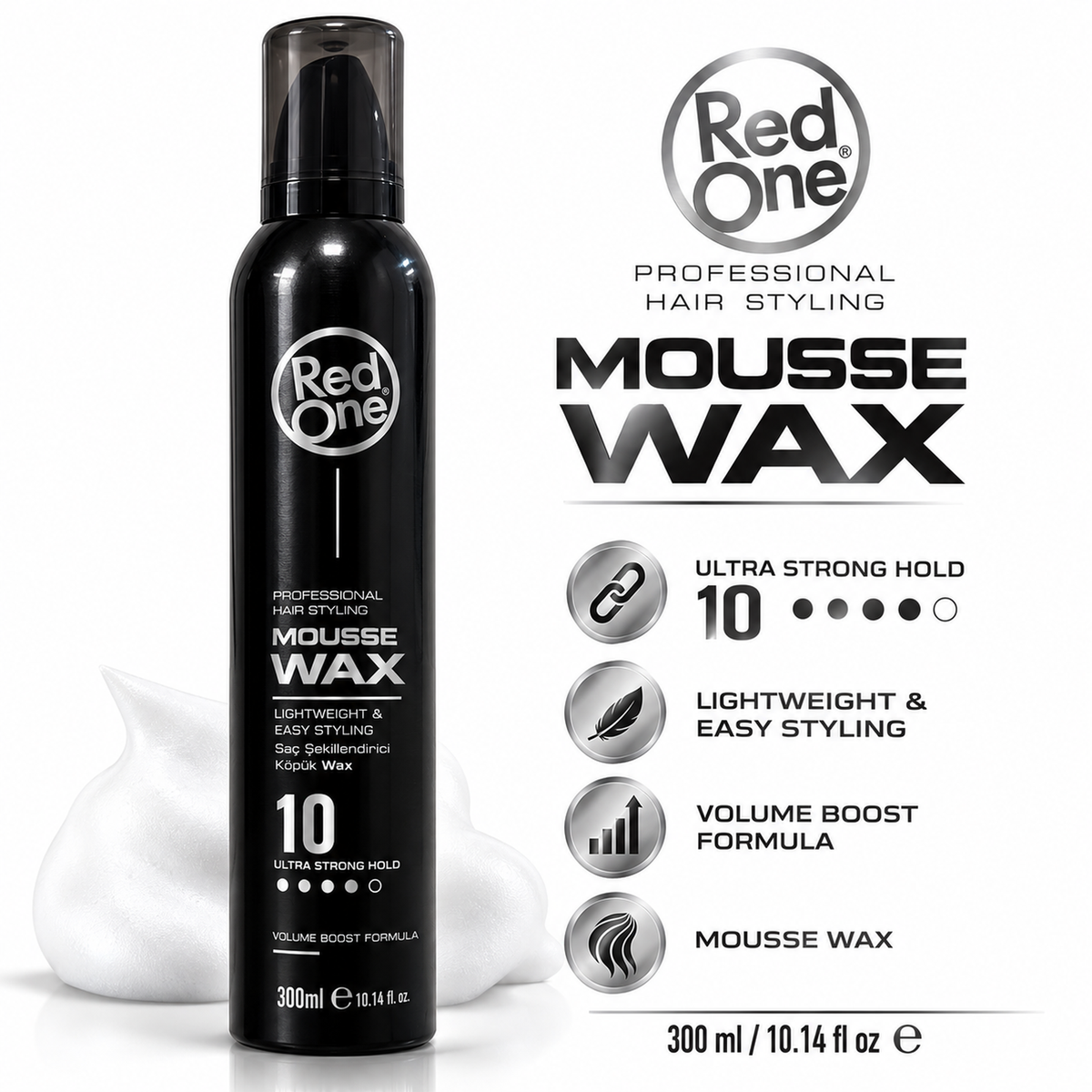 RedOne Mousse Wax 10 Ultra Strong Hold Volume Boost