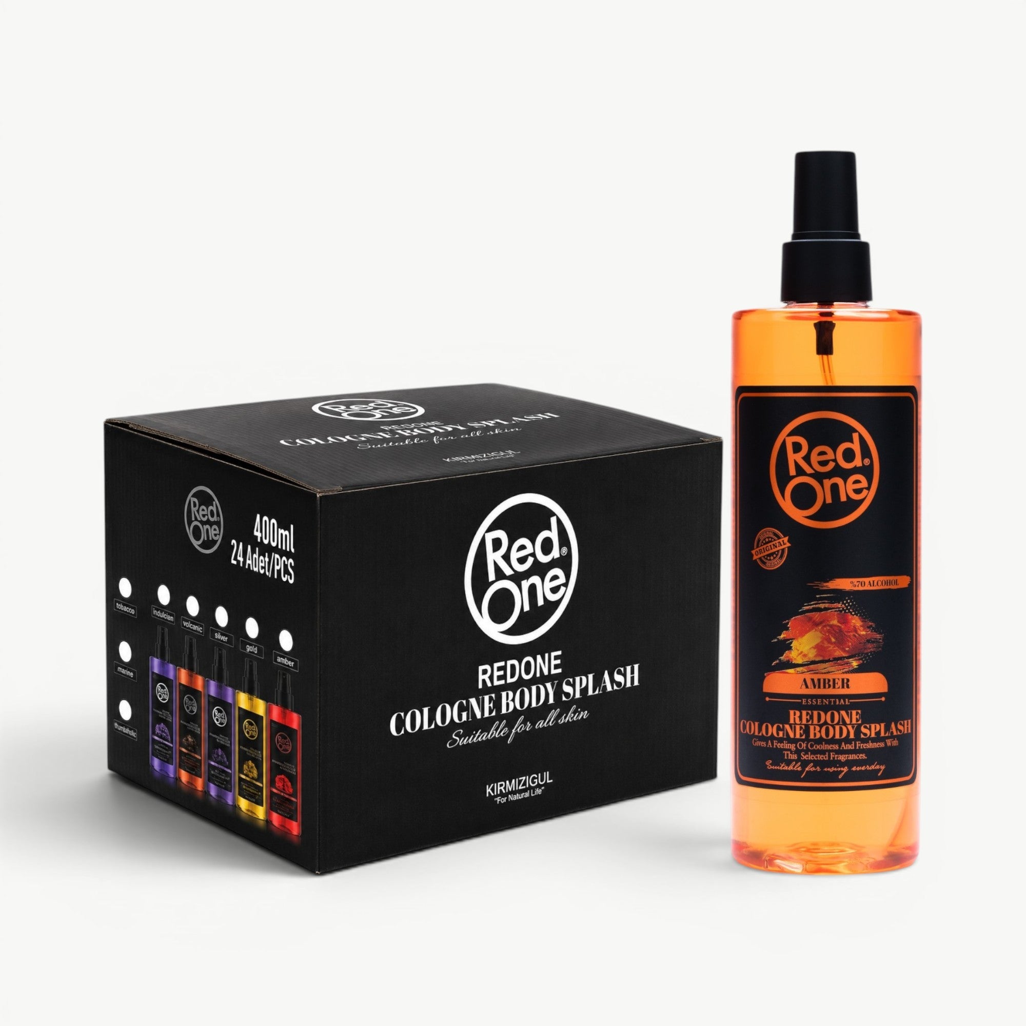 RedOne Cologne Body Splash Amber 400ml - Bulk Pack of 24