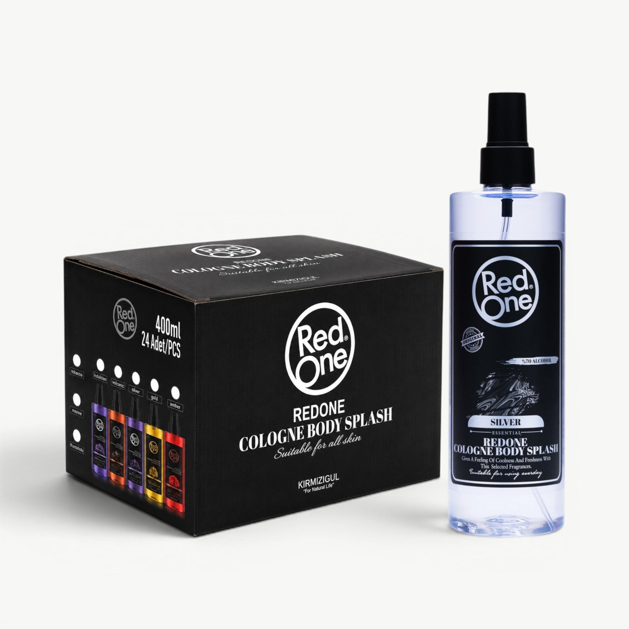RedOne Cologne Body Splash Silver 400ml - Bulk Pack of 24